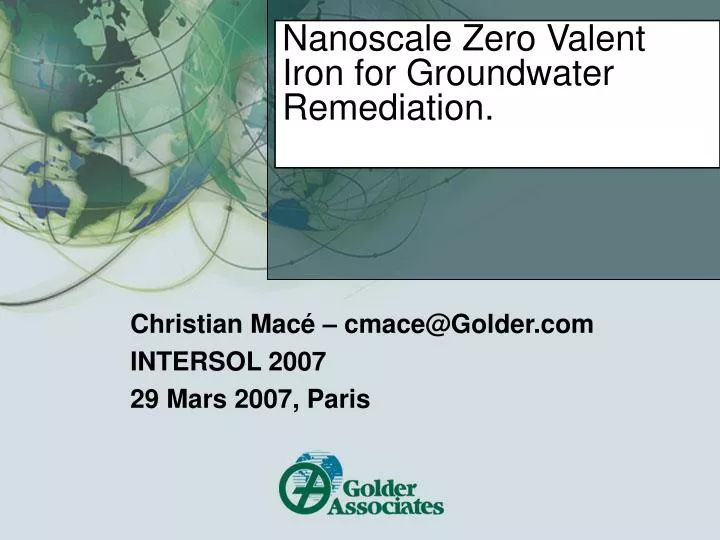 nanoscale zero valent iron for groundwater remediation