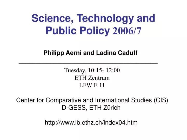 science technology and public policy 2006 7