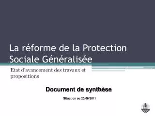 la r forme de la protection sociale g n ralis e