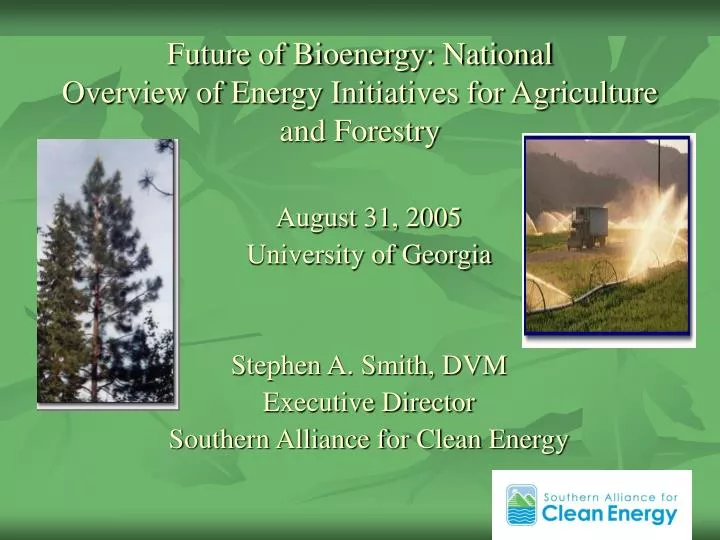 future of bioenergy national overview of energy initiatives for agriculture and forestry