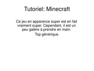 tutoriel minecraft
