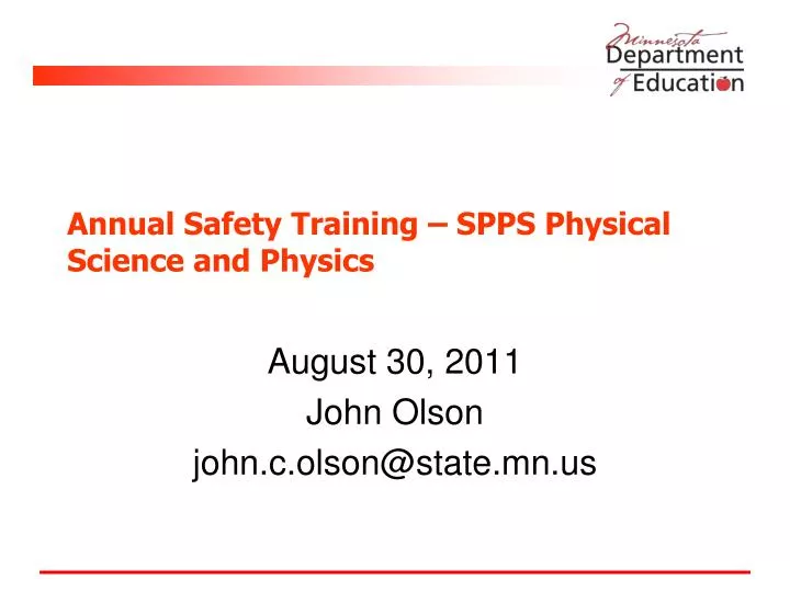 annual safety training spps physical science and physics