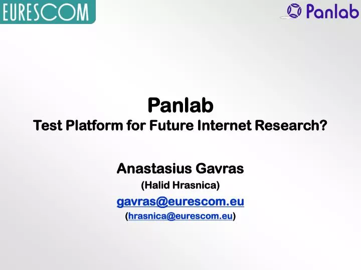 panlab test platform for future internet research