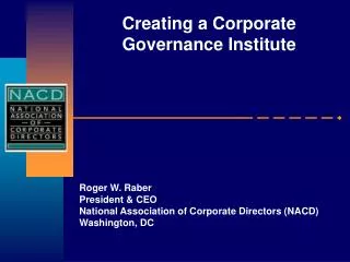 Creating a Corporate Governance Institute