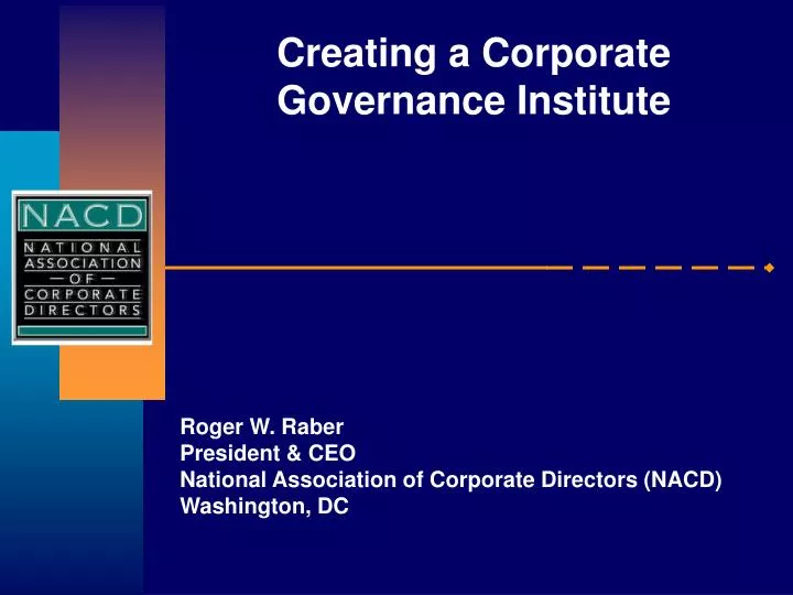 creating a corporate governance institute