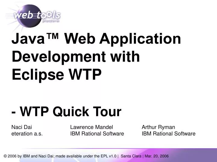 java web application development with eclipse wtp wtp quick tour