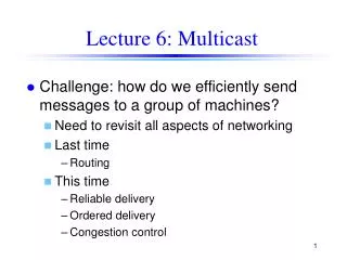 Lecture 6: Multicast