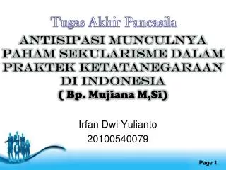 antisipasi munculnya paham sekularisme dalam praktek ketatanegaraan di indonesia bp mujiana m si