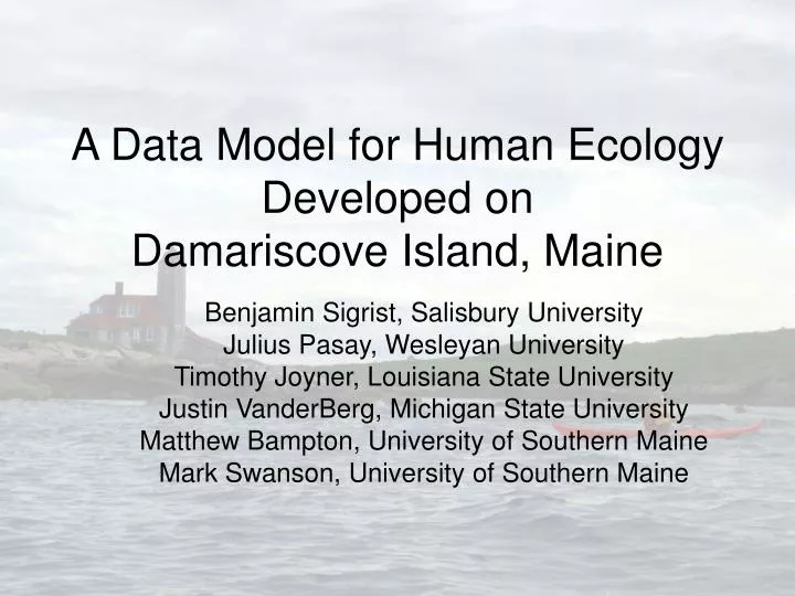 a data model for human ecology developed on damariscove island maine