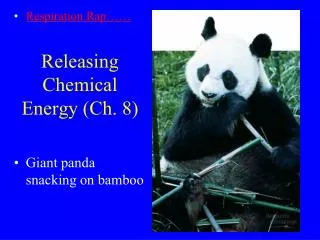 Releasing Chemical Energy (Ch. 8)