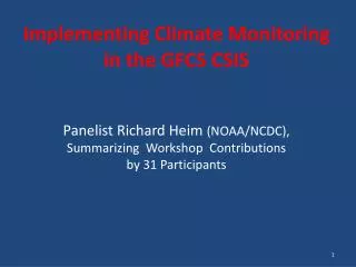 Implementing Climate Monitoring in the GFCS CSIS