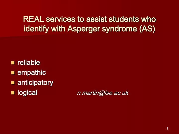 real services to assist students who identify with asperger syndrome as
