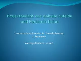 projektbericht von isabelle zufelde und benjamin kilian