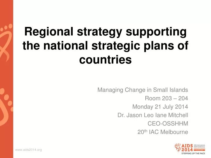 regional strategy supporting the national strategic plans of countries