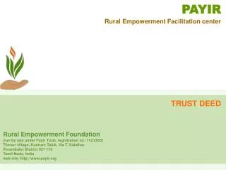 PAYIR Rural Empowerment Facilitation center