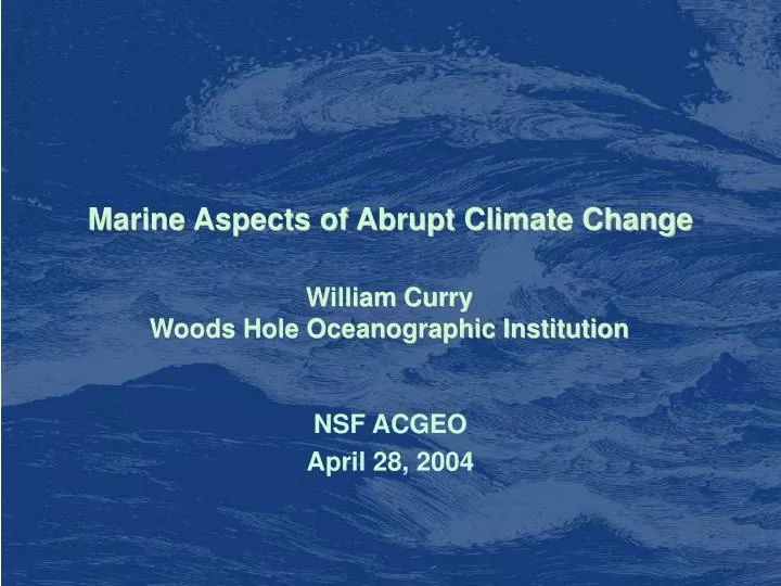 marine aspects of abrupt climate change