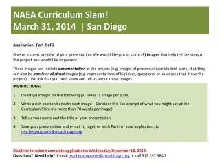 NAEA Curriculum Slam! March 31, 2014 | San Diego