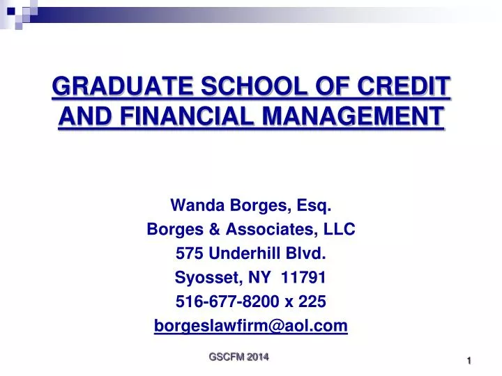 graduate school of credit and financial management