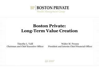 Boston Private: Long-Term Value Creation