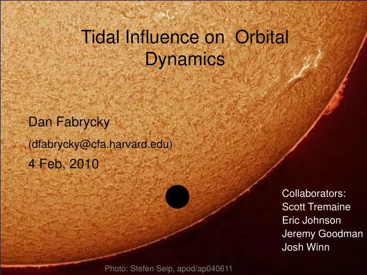 tidal influence on orbital dynamics