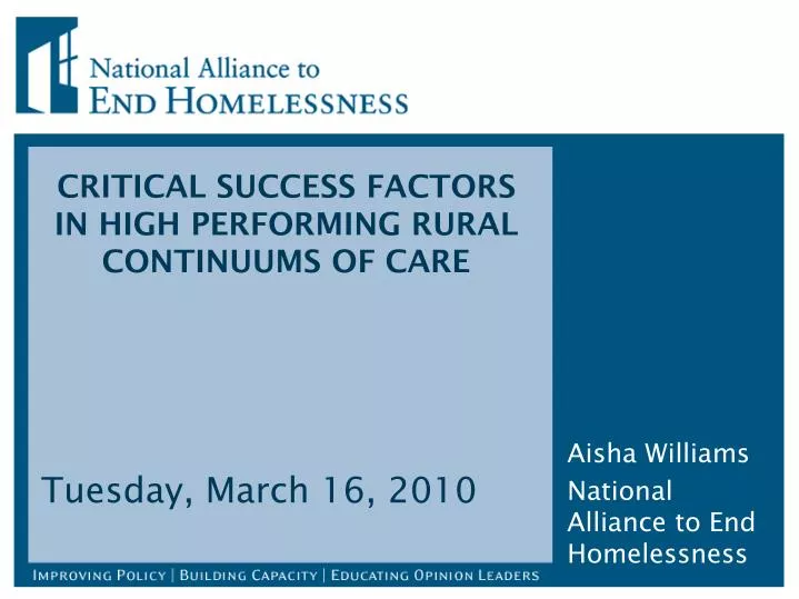 critical success factors in high performing rural continuums of care