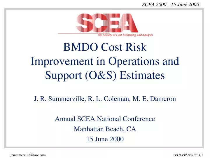 bmdo cost risk improvement in operations and support o s estimates