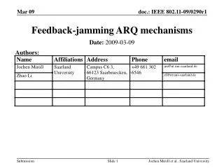 Feedback-jamming ARQ mechanisms