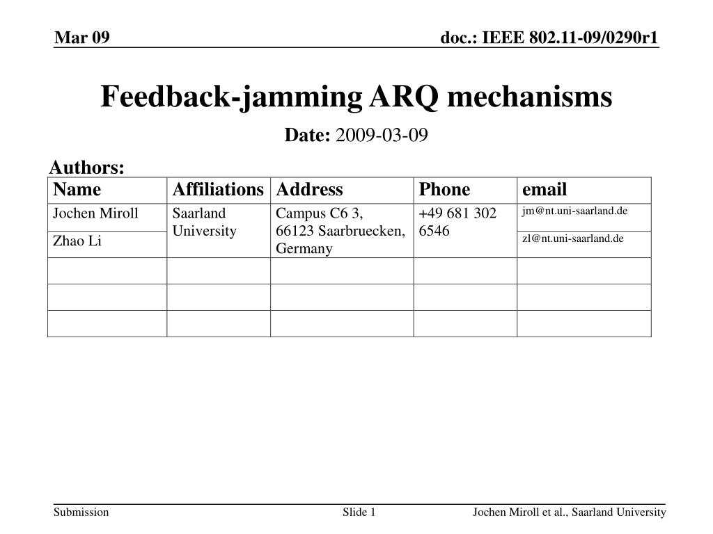 PPT - Feedback-jamming ARQ mechanisms PowerPoint Presentation, free ...