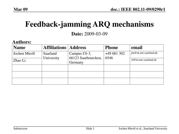 feedback jamming arq mechanisms