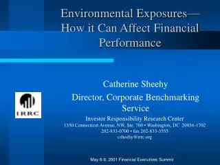 Environmental Exposures—How it Can Affect Financial Performance