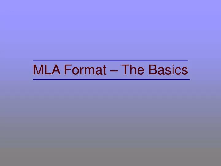 mla format the basics