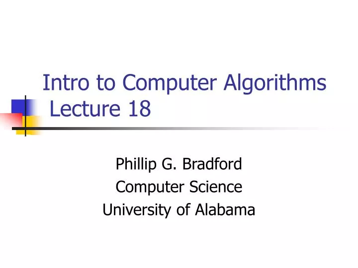 intro to computer algorithms lecture 18