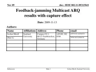 Feedback-jamming Multicast ARQ results with capture effect
