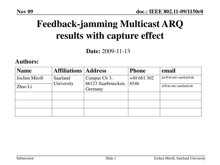 feedback jamming multicast arq results with capture effect