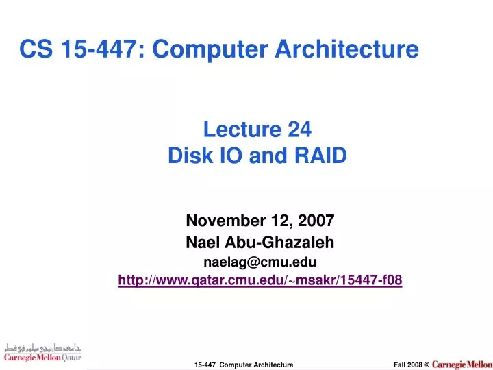 lecture 24 disk io and raid