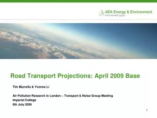 Road Transport Projections: April 2009 Base