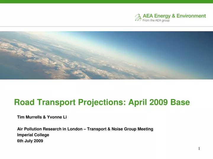 road transport projections april 2009 base