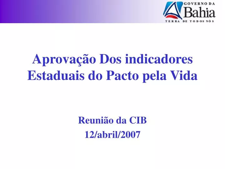 aprova o dos indicadores estaduais do pacto pela vida