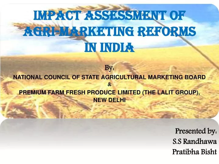 impact assessment of agri marketing reforms in india