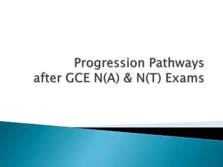 Progression Pathways after GCE N(A) &amp; N(T) Exams
