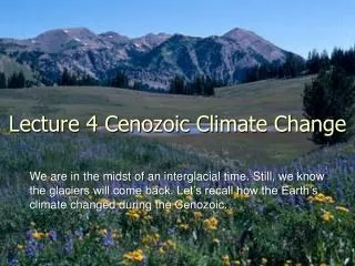 Lecture 4 Cenozoic Climate Change