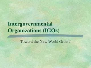 Intergovernmental Organizations (IGOs)