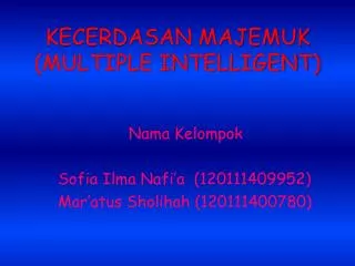 kecerdasan majemuk multiple intelligent
