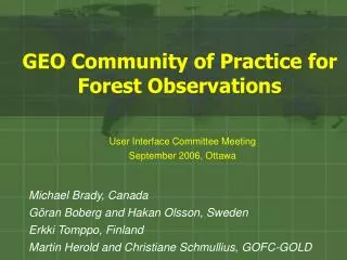 GEO Community of Practice for Forest Observations