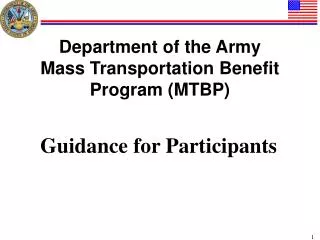 Department of the Army Mass Transportation Benefit Program (MTBP)