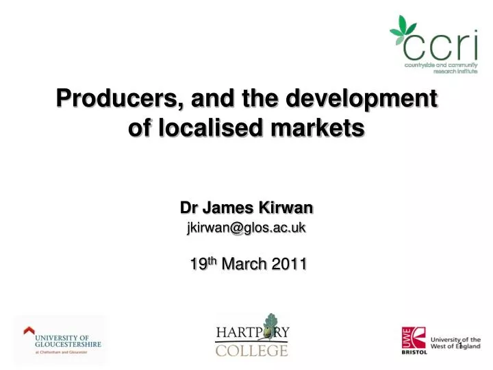 producers and the development of localised markets