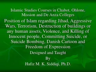 Islamic Studies Courses in Chabot, Ohlone, Mission and De Anza Colleges