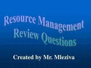 Resource Management Review Questions