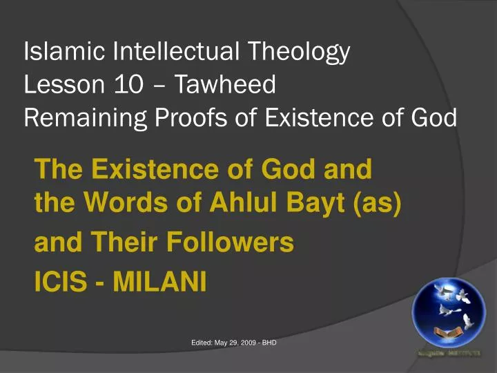 islamic intellectual theology lesson 10 tawheed remaining proofs of existence of god