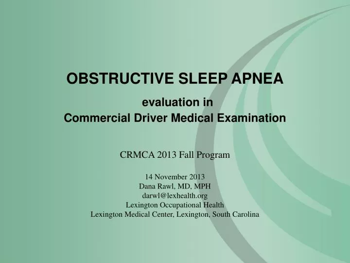 obstructive sleep apnea evaluation in commercial driver medical examination